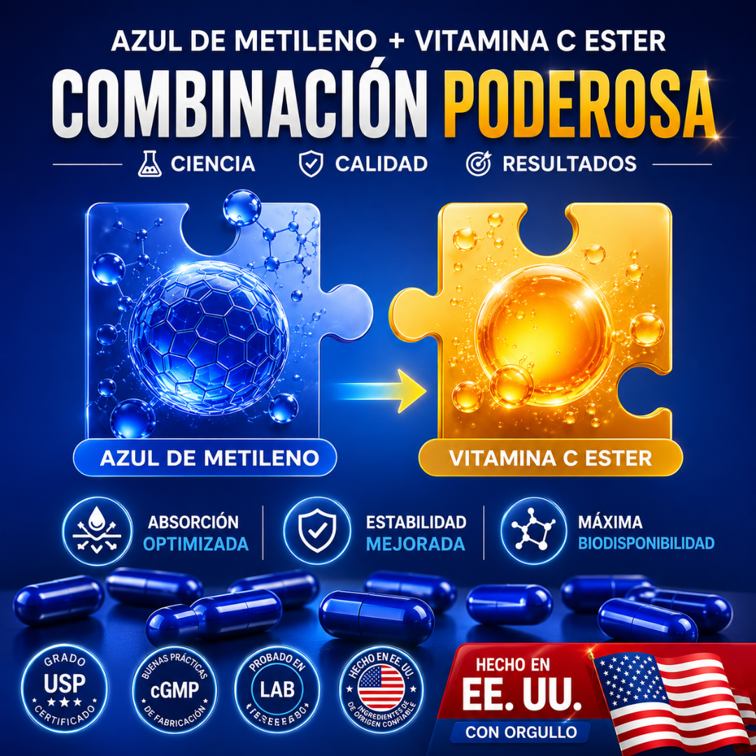 Azul de metileno en cápsulas- Bluesun® (90 Capsulas)-  La Ayuda que Tus Nervios Necesitan para Combatir la Neuropatía