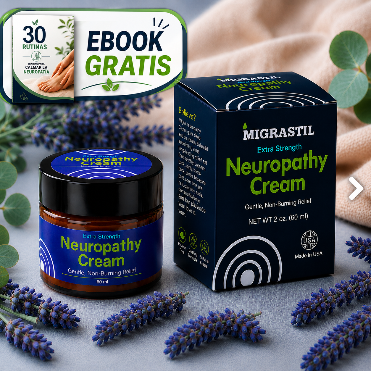 Migrastil Crema 60ml® Alivio De Neuropatía en MINUTOS-UNICOS DISTRIBUIDORES OFICIALES®